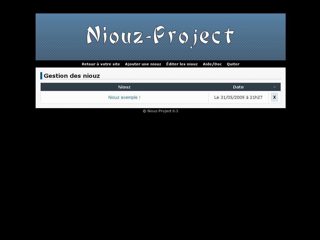 Copie d'écran du script Niouz-Project