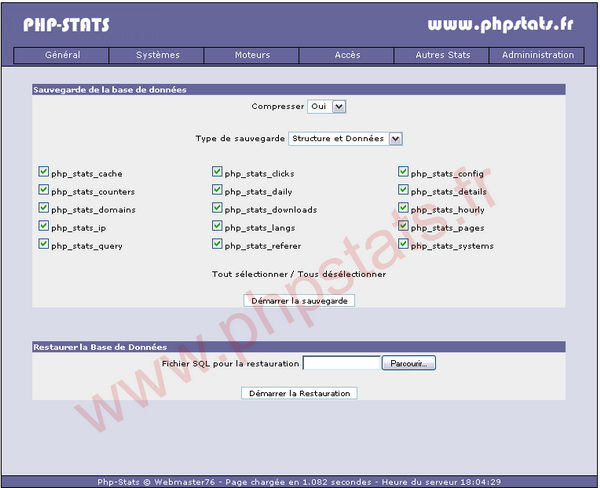 Copie d'écran du script Php-Stats