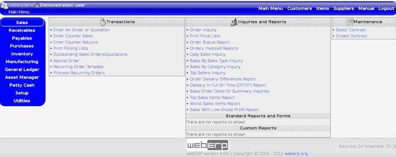 Copie d'écran du script Web ERP Accounting